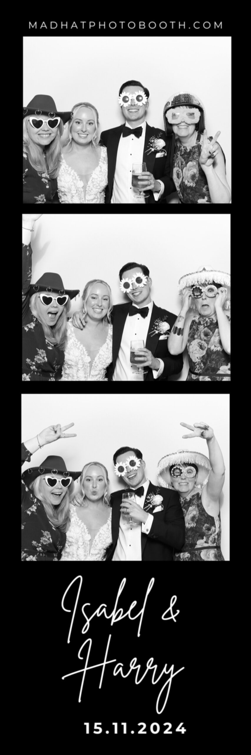 custom design black and white photo booth prints template for a wedding event