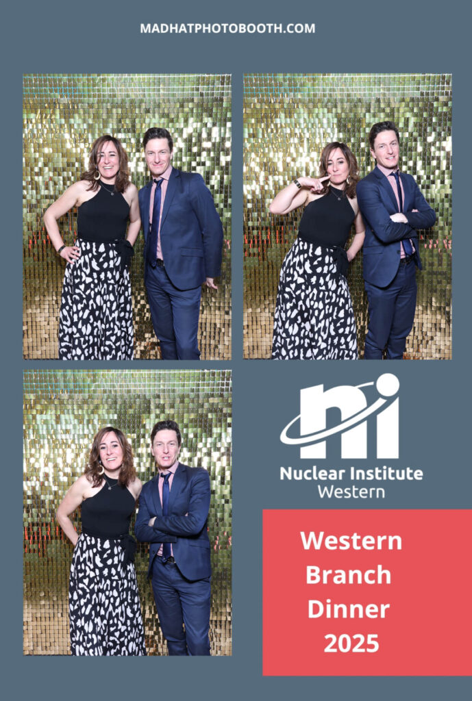 large print design for a nuclear branch dinner in bristol, with guests posing for the best photobooths for events
