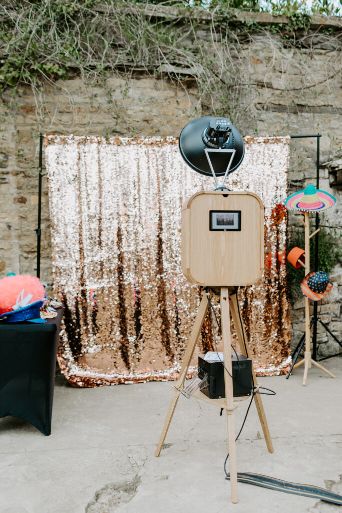 retro wedding photo booth rental for an outdoor party entertainment in chipping campden