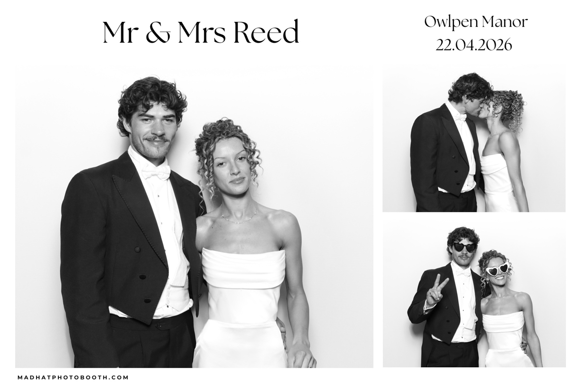 black and white LARGE kardashian glam prints from a photo booth keepsakes from an Owlpen Manor wedding