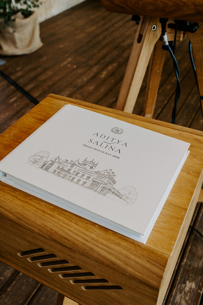 custom guest book for a wedding party at grittleton house wedding venue wiltshire
