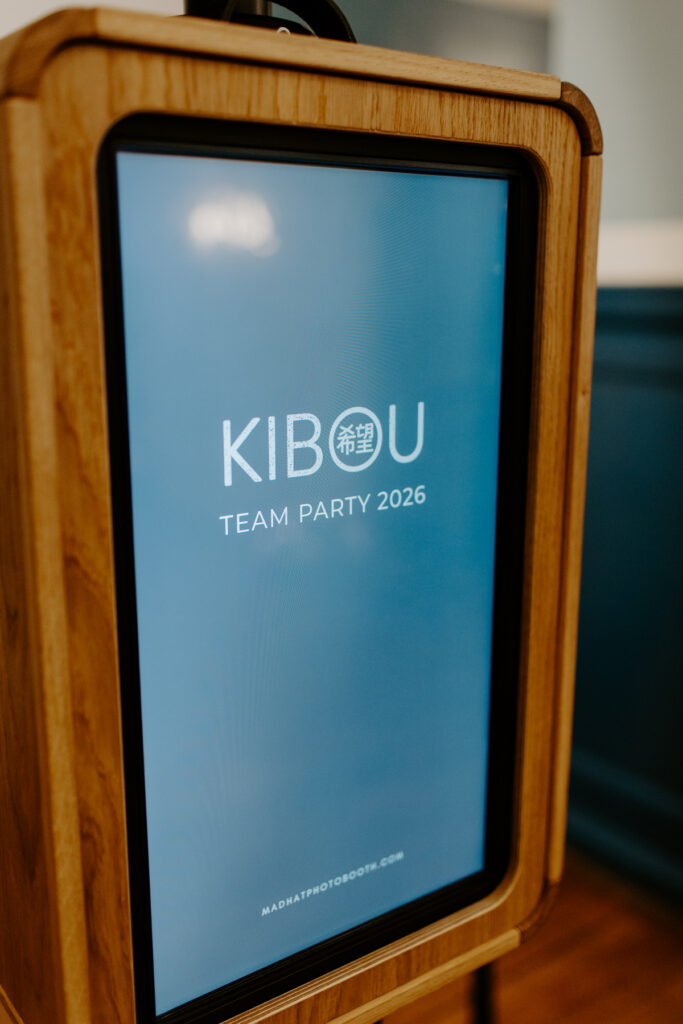 Oxford Town Hall Photo Booth Hire for Corporate Events with the icon premium photo booth hire for Kibou restaurant team party
