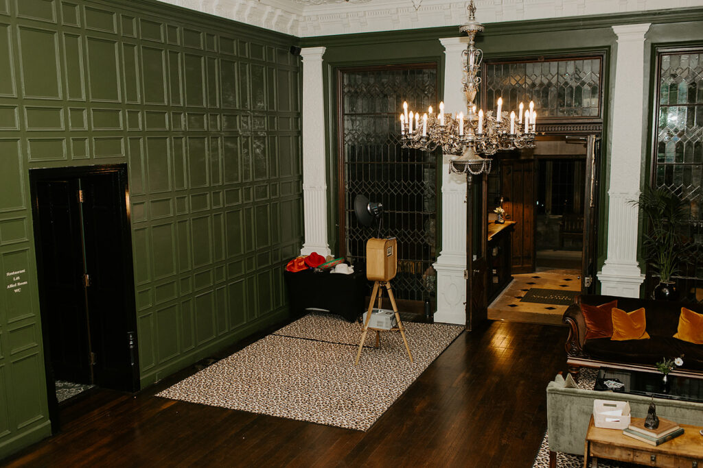 Mad Hat Photo Booth Setup for a wedding party at Dumbleton Hall in Evesham