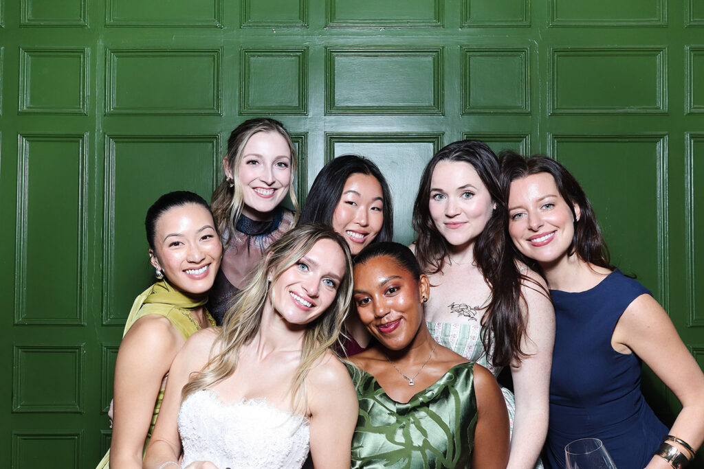 bride and groomsmen during a wedding reception party
