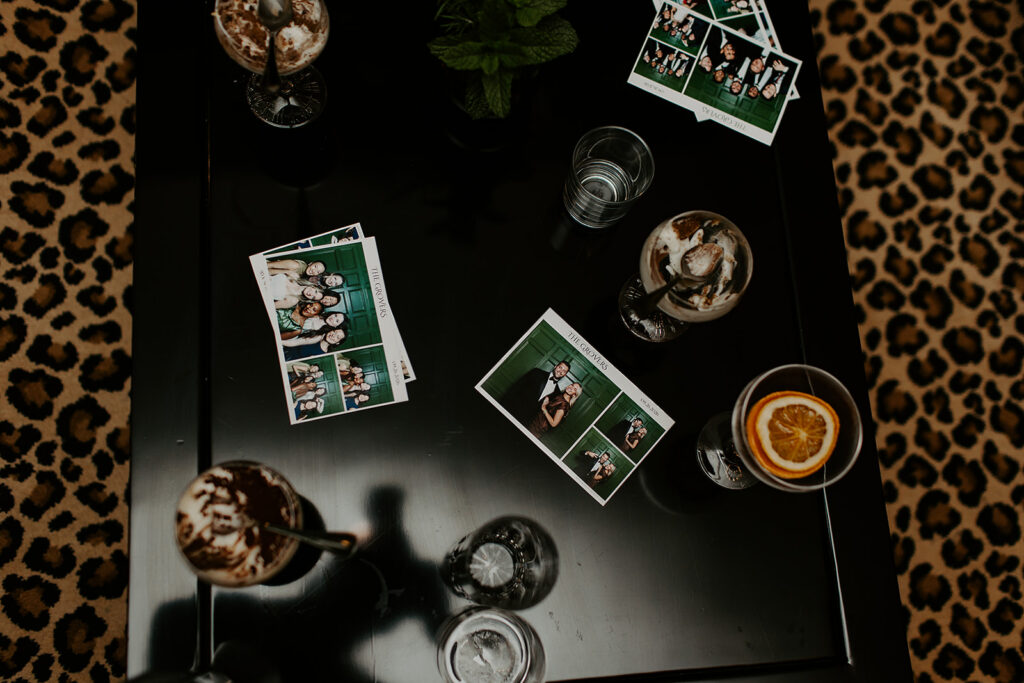 prints on a table at dumbleton hall venue
