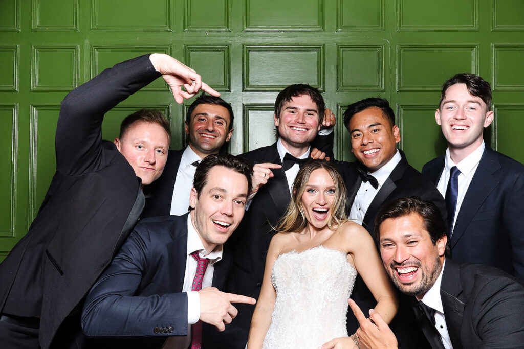 bride and groomsmen during a wedding reception party